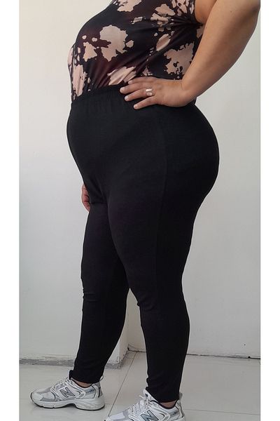 Mertcan Butik Black Elastic Waist Ankle Length Long Combed Cotton Viscose Leggings