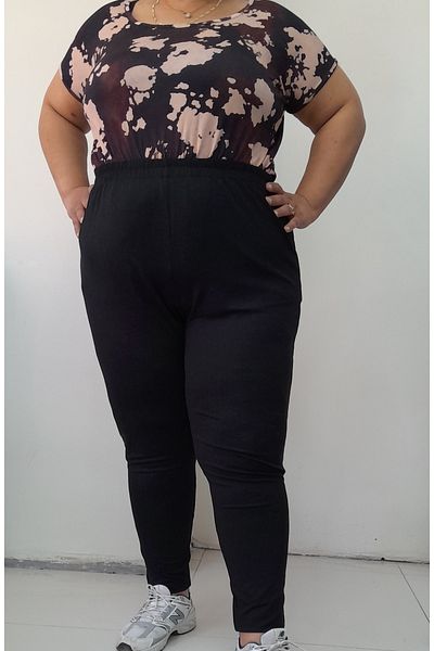 Mertcan Butik Black Elastic Waist Ankle Length Long Combed Cotton Viscose Leggings