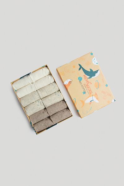 MEM SOCKS Опаковка от 12 органични памучни нехлъзгащи се бебешки/детски чорапи