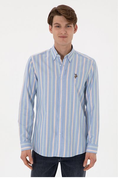U.S. Polo Assn. Риза с яка с копчета и вталена кройка от U.S. Polo Assn
