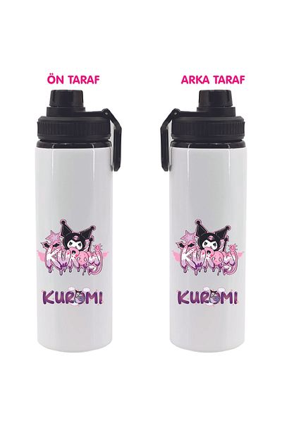DKDZ SHOP Kuromi Printed Metal Sausage Black 850ml.-007