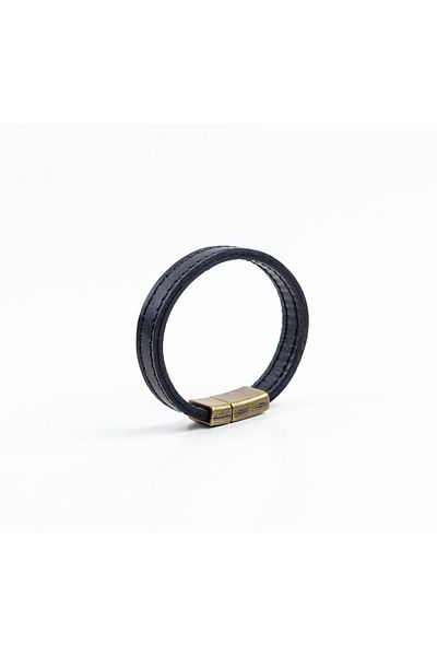 Atölyezümra Magnetic Real Leather Stitched Men's Bracelet