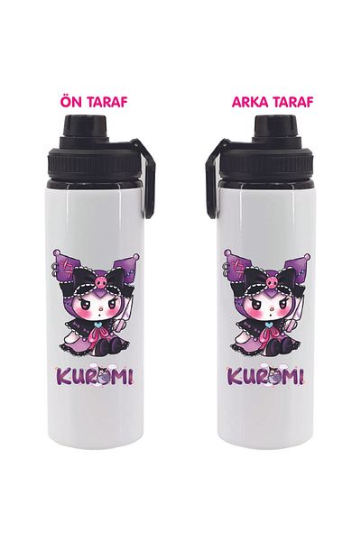 DKDZ SHOP Kuromi Printed Metal Water Bottle Black 850ml.-002