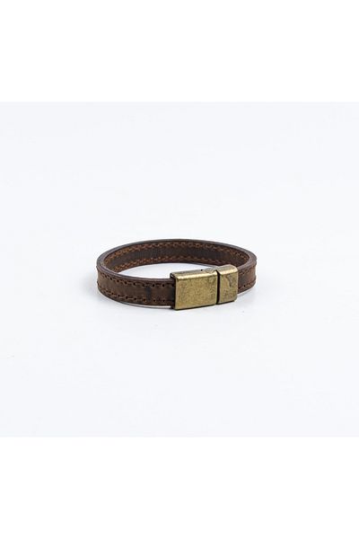 Atölyezümra Magnetic Real Leather Stitched Men's Bracelet