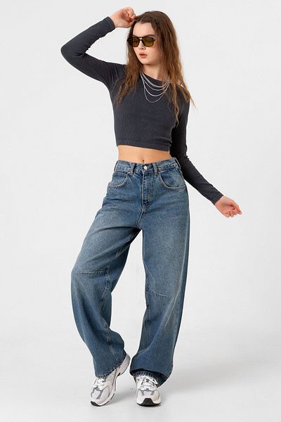 Maule Detailní přezka Volný střih Široká noha Pohodlné Baggy Jean Jeans Volné dámské kalhoty @milano