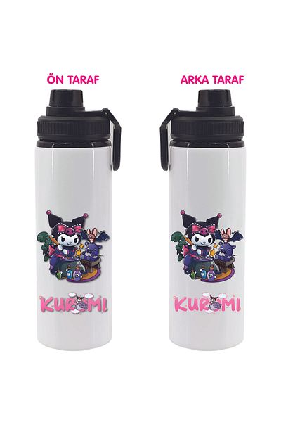 DKDZ SHOP Kuromi Printed Black Metal Water Bottle 850ml. -034