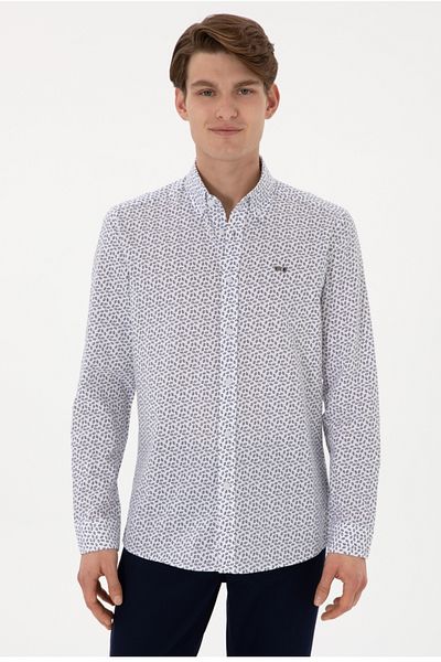 U.S. Polo Assn. Мъжка риза U.S. Polo Assn с яка и копчета, вталена