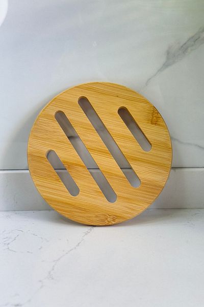 Albergio Bamboo Trivet Round 17X17 cm - Non-Slip Pot & Teapot Coaster
