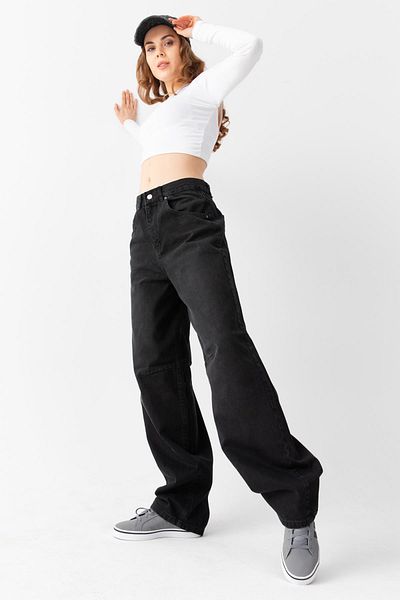 Maule Uzená spona Detailní Volný střih Široká noha Pohodlné Baggy Jean Jeans Volné dámské kalhoty @milano