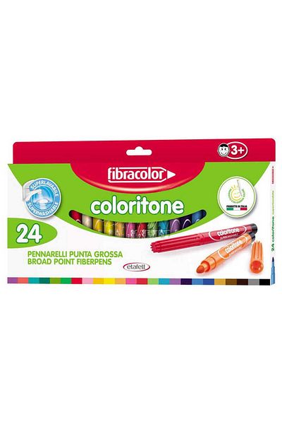 Fibracolor Coloritone Thick Felt Tip Pen 24 Colors