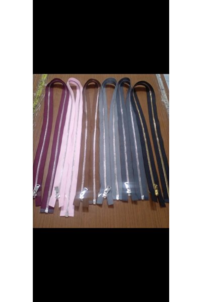 enSarüx 85 cm 6 adet fermuar karışık renk parlak gümüş diş 5 no metal separe ...
