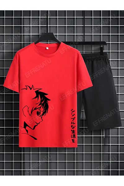 EFFRENATU Trendy Clothing Set of T-Shirts and Shorts with Print in Different Colors and Large Sizes
