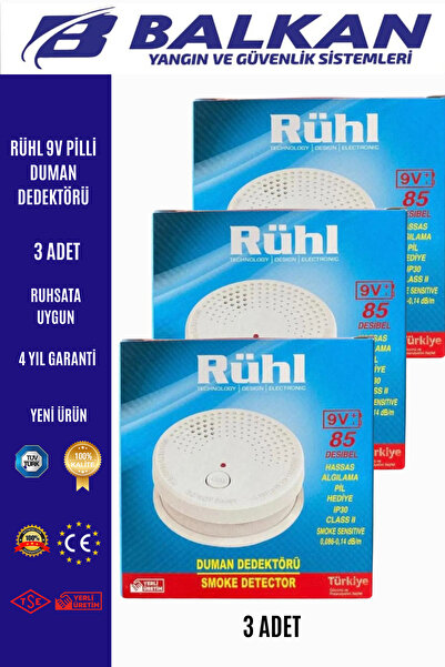 Balkan Ticaret 9v Pilli Duman Dedektörü 3 Adet
