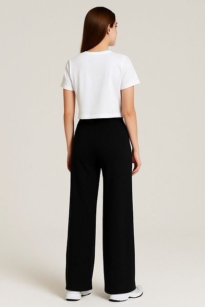 FVTEKSTİL High Waist Wrinkled Fabric Summer Wide Leg Palazzo Trousers