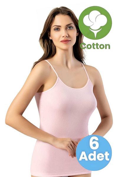 Tezzgelsin Women's 6-Piece Rope Strap Report Ribbed Tank Top