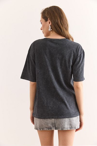 Olalook Γυναικείο μπλουζάκι Anthracite Cherry Washed TSH-19000883