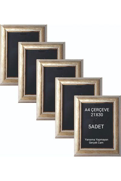cercevehome 5Adet A4 Çerçeve 21x30 Diploma-Sertifika Çerçevesi Masa Üstü Ayaklı-Yatay yada Dikey Asılabilir