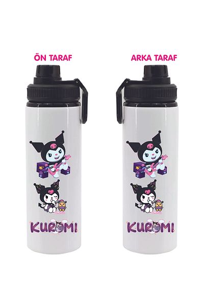 DKDZ SHOP Kuromiii Printed Metal Water Bottle Black 850ml.-023