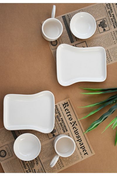 LALEZEN HOME Ceramic 6 Piece Toast Breakfast Team Set for 2