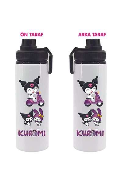 DKDZ SHOP Kuromiii Printed Metal Water Bottle Black 850ml.-021