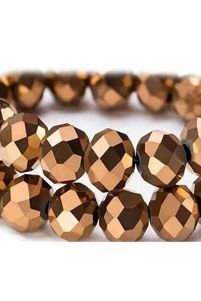 yiğit aksesuar 8 mm 5 Strand Gold Crystal Bead Rosary Bead