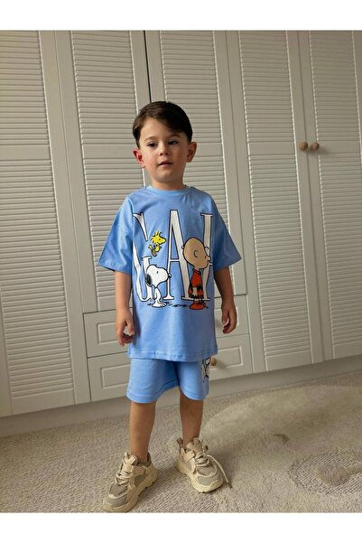 SACRO KİDS طقم شورت وتي شيرت صيفي للأطفال مطبوع