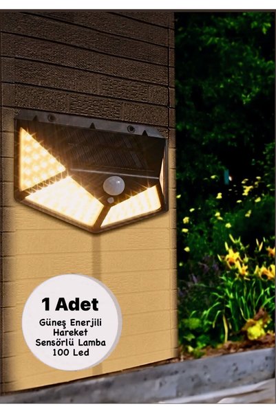 etteminönütoptanticaret Solar 100 LED Hareket Sensörlü Bahçe Lambası Güneş En...