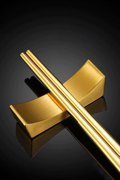 Chavin 6 Pcs Steel Gold Chopstick Spoon Fork Stand Steel Chopstick Holder Mt151Sr-6