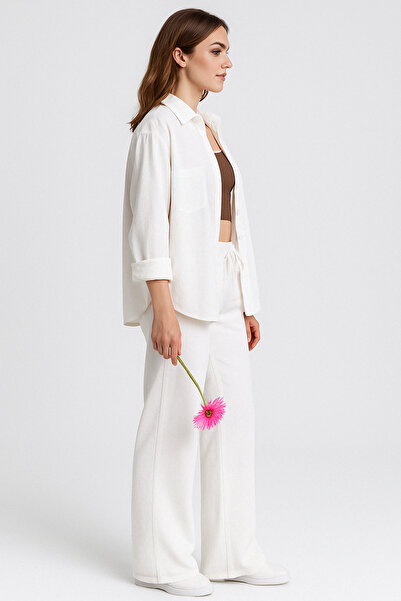 FV Kadın Bol Paça Keten Pantolon