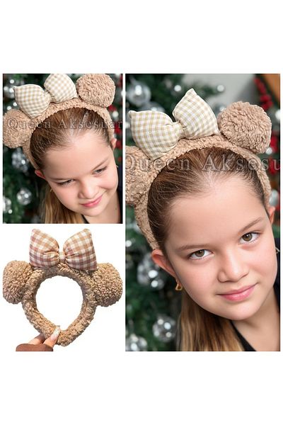 QUEEN AKSESUAR Cute Teddy Poule Dog Ear Tac Trend Fashion Bow Pulous Crown