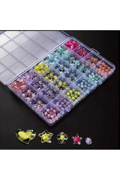 yiğit aksesuar Giant Inside Colorful Transparent Beads Transparent Necklace Bracelet Jewelry Making Set