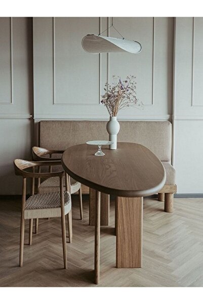 shardywood Neo Oval Ahşap Yemek Masası Mutfak Masası (160 x 80)