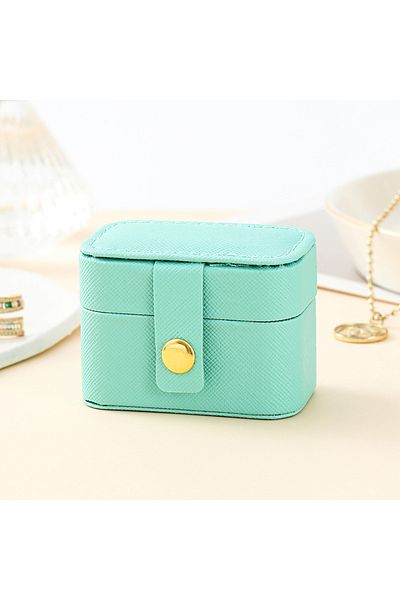Choice Blue Mini Portable Small Jewelry Storage Bag Travel Simple Leather Ring Necklace Earrings Storage Bo