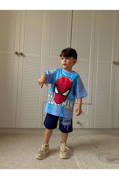 SACRO KİDS Spider Printed Shorts-T-Shirt Summer Boys' Set