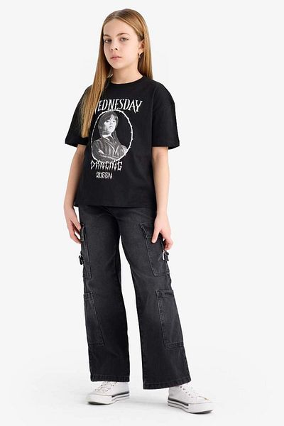 DeFacto New Season Girl's Wednesday Relax Fit Crew Neck Short Sleeve T-Shirt