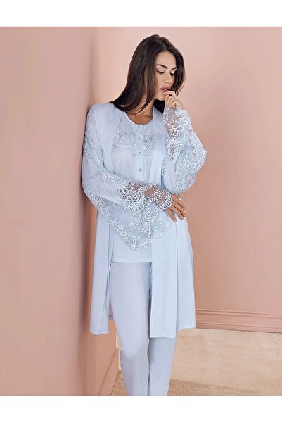 Beruflic Espuar 757 Combed Cotton 3-Piece Dressing Gown Pajama Set
