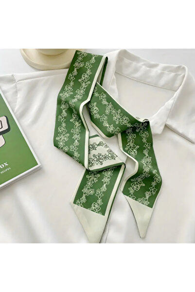 MAHLA Esarfa de design, șal subțire verde, geantă și accesoriu de păr