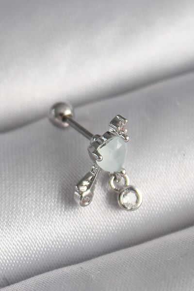 Clariss 316L Steel Silver Color White Minelik Heart Dangle Zircon Stone Detail Tragus Piercing *Prt3500Eb02854