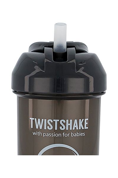 Twistshake Drinking Cup with Straw 6+m Black 360 ml