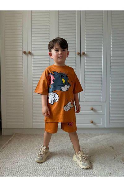 SACRO KİDS Tom and Jerry Printed Shorts-T-Shirt Summer Boys' Set