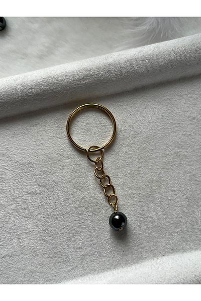 Pel Design 8 mm Terahertz Stone Gold Keychain