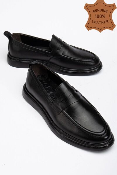 MY GROSS SHOES حذاء كلاسيكي لتقويم العظام من الجلد الطبيعي باللون الأسود للرجال