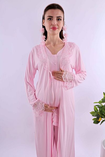 ByLohusa Effortt Pink Dressing Gown Maternity Pajama Set