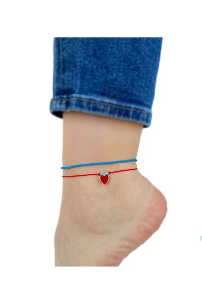 Atölye Merdiven Set of 2 Unisex Red Anklets Heart