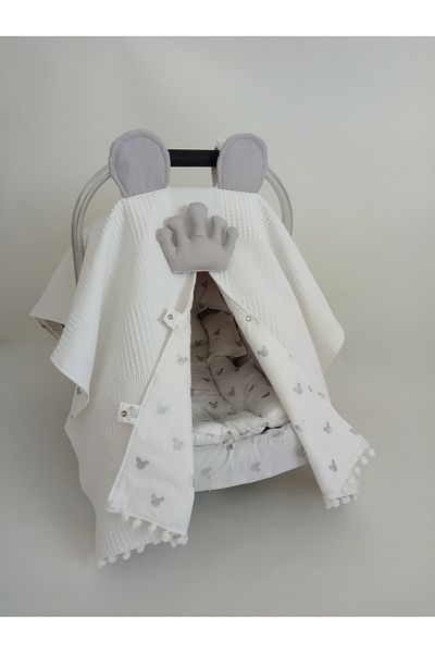 Wenaris 100% Cotton Stroller Cover and Stroller Cushion 2 Pieces (Stroller Sheet Not Included)