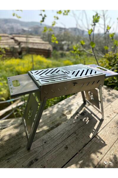 DT DEFNE TASARIM Katlanır Mangal Sehpalı Ayaklı Galvaniz Mangal 50x30 cm