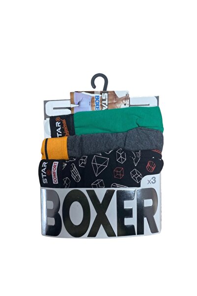 Beruflic حذاء بوكسر رجالي من الجاكار منقوش بنجمة 105 مكون من 3 قطع