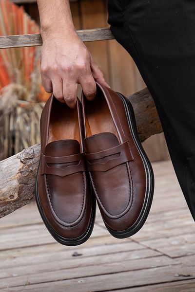 MY GROSS SHOES Ανδρικά Καφέ Γνήσιο Δερμάτινο Ορθοπεδικά Παπούτσια Κλασικά Πολυ Σόλα