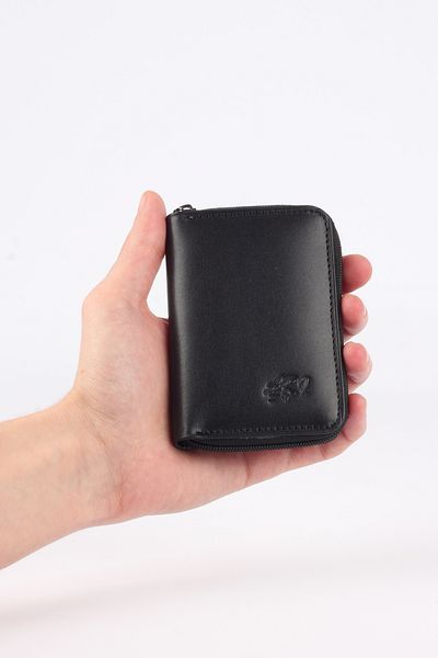 ARI Genuine Leather Zippered Card Holder - 12 Card Capacity, Horizontal and Vertical Model Options (Vertical Black)