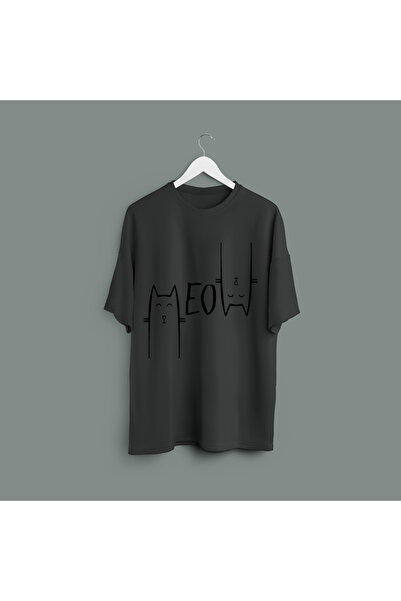 Zestia تي شيرت للجنسين، مطبوع عليه قطة، عادي، 100% قطن، تي شيرت أنثراسايت رقم...